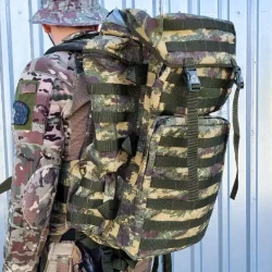 Сумка транспортна баул - рюкзак 100л військовий водозахисний Oxford 600D Камуфляж