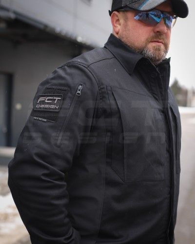 Тактична мілітарі Сорочка Сталкер FCT канвас стрейч на флісі чорний 40-42/3 40-42/3