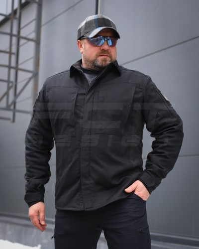 Тактична мілітарі Сорочка Сталкер FCT канвас стрейч на флісі чорний 40-42/3 40-42/3