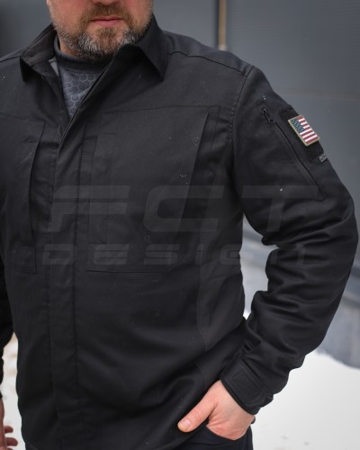 Тактична мілітарі Сорочка Сталкер FCT канвас стрейч на флісі чорний 40-42/3 40-42/3