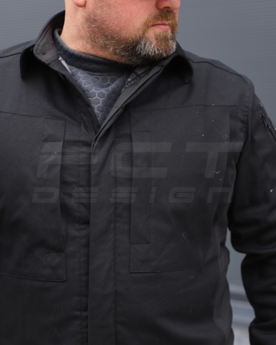 Тактична мілітарі Сорочка Сталкер FCT канвас стрейч на флісі чорний 40-42/3 40-42/3
