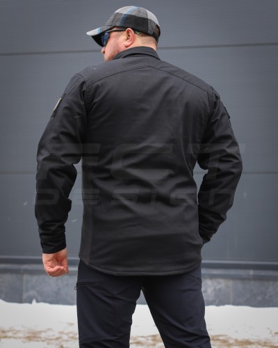 Тактична мілітарі Сорочка Сталкер FCT канвас стрейч на флісі чорний 40-42/3 40-42/3