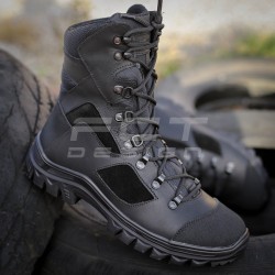 Берці тактичні зимові Stalker шкіра Crazy Horse натуральна вовна чорні