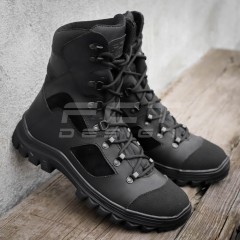 Берці тактичні зимові Stalker шкіра Crazy Horse натуральна вовна чорні