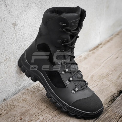 Берці тактичні зимові Stalker шкіра Crazy Horse натуральна вовна чорні 39 39