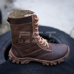 Берці тактичні зимові Енерджі шкіра натуральна вовна коричневі