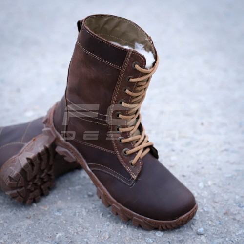 Берці тактичні зимові Енерджі шкіра натуральна вовна коричневі 40 40