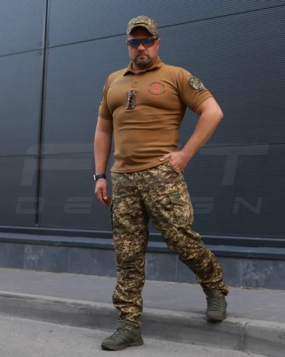 Футболка поло НГУ CoolPass з липучками койот 14 бригада НГУ Червона Калина 42 42