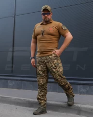 Футболка поло НГУ CoolPass з липучками койот 14 бригада НГУ Червона Калина