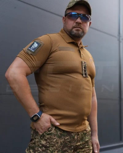 Футболка поло НГУ CoolPass з липучками койот 14 бригада НГУ Червона Калина 42 42