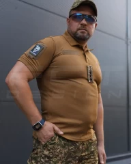 Футболка поло НГУ CoolPass з липучками койот 14 бригада НГУ Червона Калина