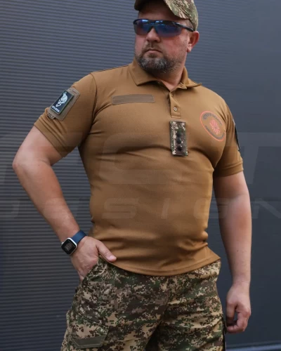 Футболка поло НГУ CoolPass з липучками койот 14 бригада НГУ Червона Калина 42 42