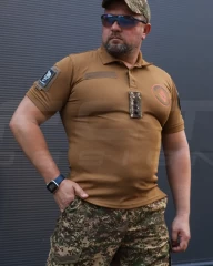 Футболка поло НГУ CoolPass з липучками койот 14 бригада НГУ Червона Калина