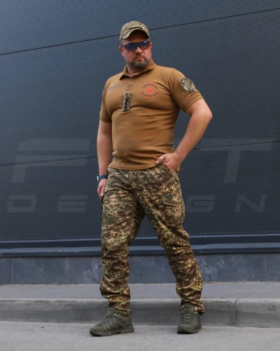 Футболка поло НГУ CoolPass з липучками койот 14 бригада НГУ Червона Калина 42 42