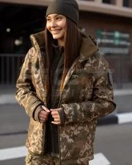 Куртка жіноча тактична зимова Хантер Софтшелл фліс піксель ЗСУ