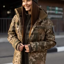 Куртка жіноча тактична зимова Хантер Софтшелл фліс піксель ЗСУ