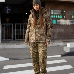 Куртка жіноча тактична зимова Хантер Софтшелл фліс піксель ЗСУ