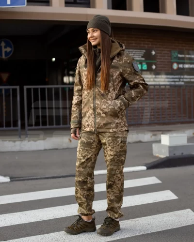 Куртка жіноча тактична зимова Хантер Софтшелл фліс піксель ЗСУ 40-42/3 40-42/3
