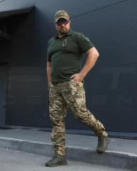 Футболка Поло ЗСУ преміум Лакоста бавовна хакі