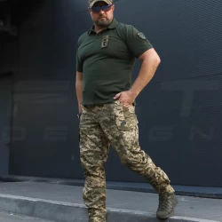 Футболка Поло ВСУ премиум Лакост хлопок хаки