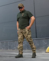 Футболка Поло ЗСУ преміум Лакоста бавовна хакі