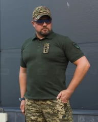Футболка Поло ЗСУ преміум Лакоста бавовна хакі