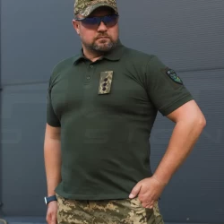 Футболка Поло ВСУ премиум Лакост хлопок хаки