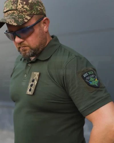 Футболка Поло ЗСУ преміум Лакоста бавовна хакі 42 42