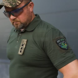 Футболка Поло ВСУ премиум Лакост хлопок хаки