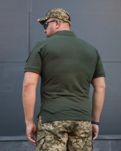 Футболка Поло ЗСУ преміум Лакоста бавовна хакі 42 42