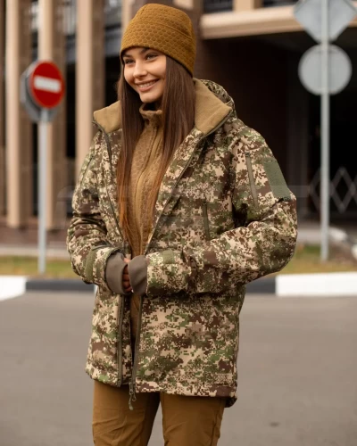 Куртка жіноча тактична зимова Хантер Софтшелл фліс хижак піксель G-0822 40-42/3 40-42/3