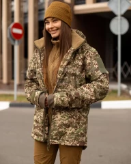 Куртка жіноча тактична зимова Хантер Софтшелл фліс хижак піксель G-0822