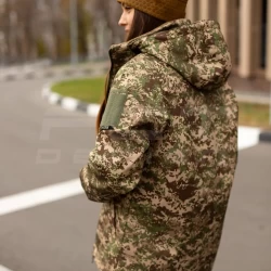 Куртка жіноча тактична зимова Хантер Софтшелл фліс хижак піксель G-0822