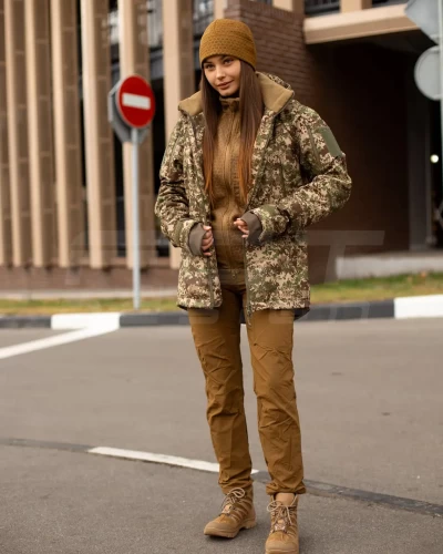 Куртка жіноча тактична зимова Хантер Софтшелл фліс хижак піксель G-0822 40-42/3 40-42/3