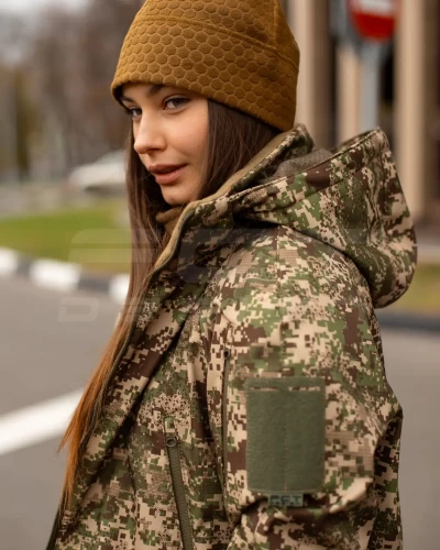Куртка жіноча тактична зимова Хантер Софтшелл фліс хижак піксель G-0822 40-42/3 40-42/3