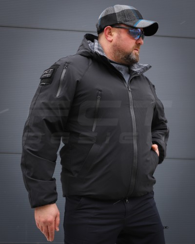 Куртка Хантер Balance 4W Stretch демісезон на флісі Чорна 40-42/3 40-42/3