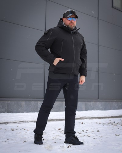 Куртка Хантер Balance 4W Stretch демісезон на флісі Чорна 40-42/3 40-42/3