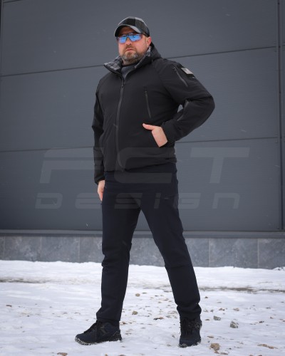 Куртка Хантер Balance 4W Stretch демісезон на флісі Чорна 40-42/3 40-42/3