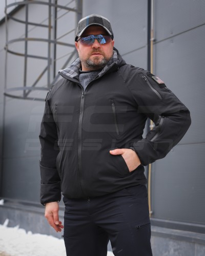 Куртка Хантер Balance 4W Stretch демісезон на флісі Чорна 40-42/3 40-42/3