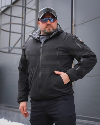 Куртка Хантер Balance 4W Stretch демісезон на флісі Чорна 40-42/3 40-42/3