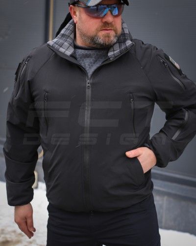 Куртка Хантер Balance 4W Stretch демісезон на флісі Чорна 40-42/3 40-42/3