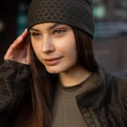 Шапка жіноча флісова соти Гексагон Хакі