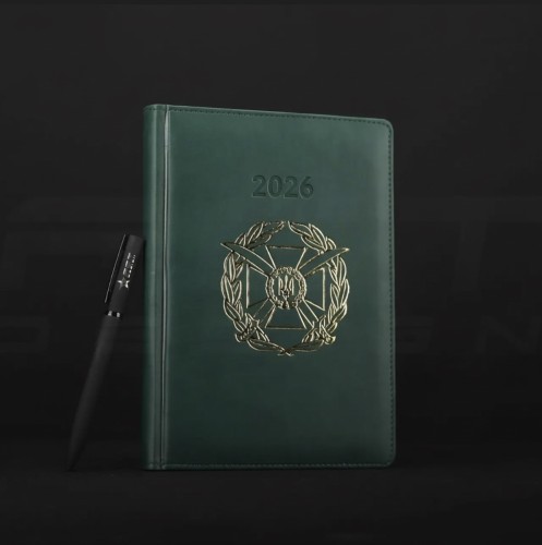 Блокнот дневник ВСУ А5 зеленый датированный на 2026 год 14,8 х21 см-1568