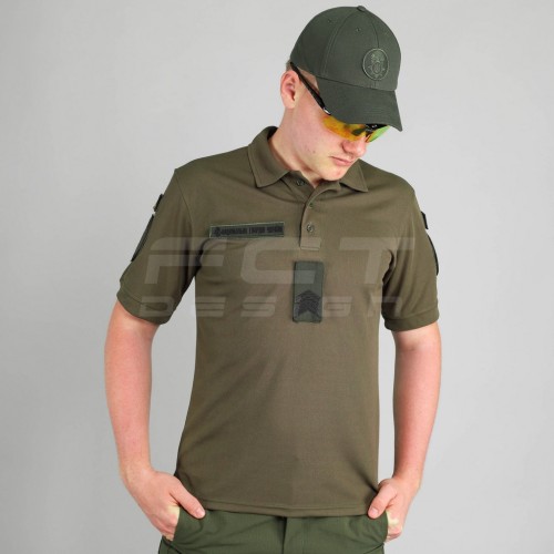 Футболка поло НГУ вологовідвідна CoolPass з нанесенням олива 42 42