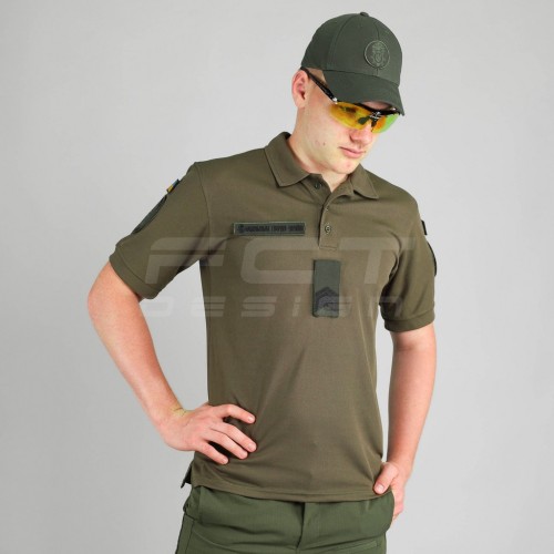 Футболка поло НГУ вологовідвідна CoolPass з нанесенням олива 42 42