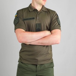 Футболка Поло НГУ влагоотводящая CoolPass с нанесением олива