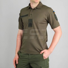 Футболка поло НГУ вологовідвідна CoolPass з нанесенням олива