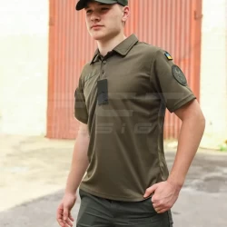 Футболка Поло НГУ влагоотводящая CoolPass antistatic хаки