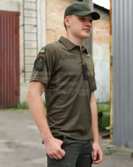 Футболка Поло НГУ вологовідвідна CoolPass antistatic хакі