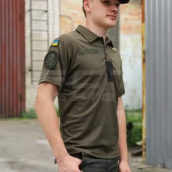 Футболка Поло НГУ влагоотводящая CoolPass antistatic хаки